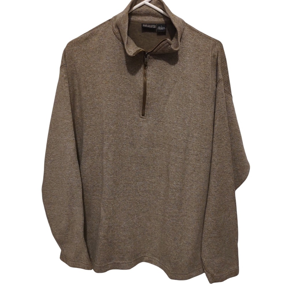 Sun River Clothing Co Sweater Casual Quarter Zip Mens Size Large Brown‎